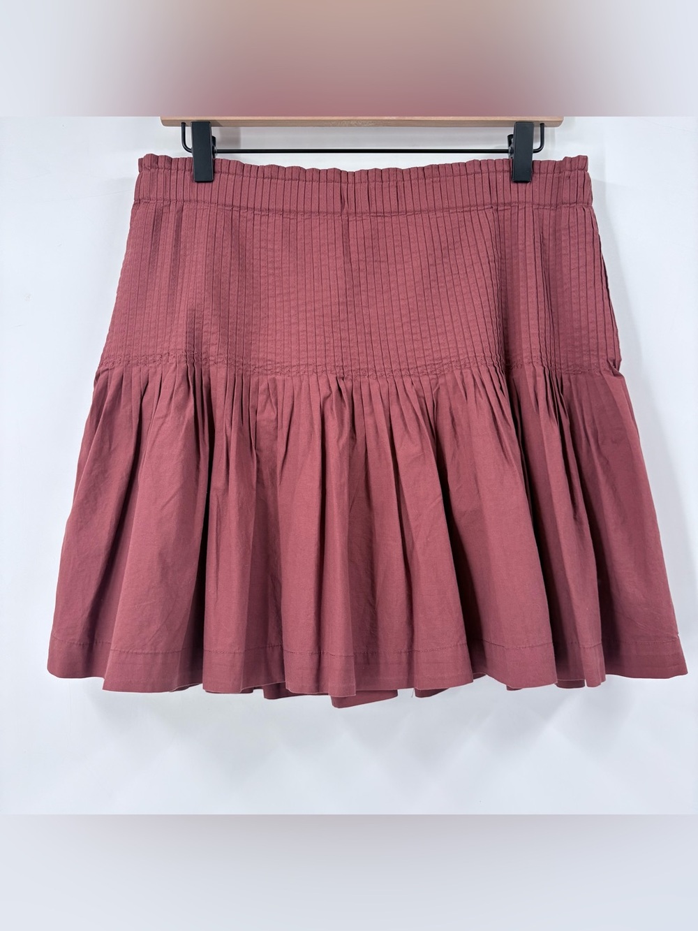 Anthropologie Rust Eula Pintucked Mini Skirt